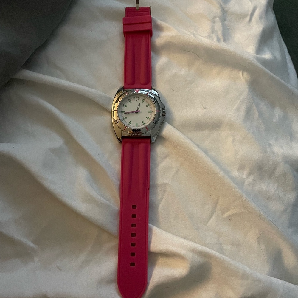 Stylish Pink Watch with Silver Accents
